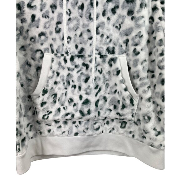 BKE Buckle Women Size Small White & Green Leopard Print Fleece Hoodie Sweatshirt - Picture 3 of 8
